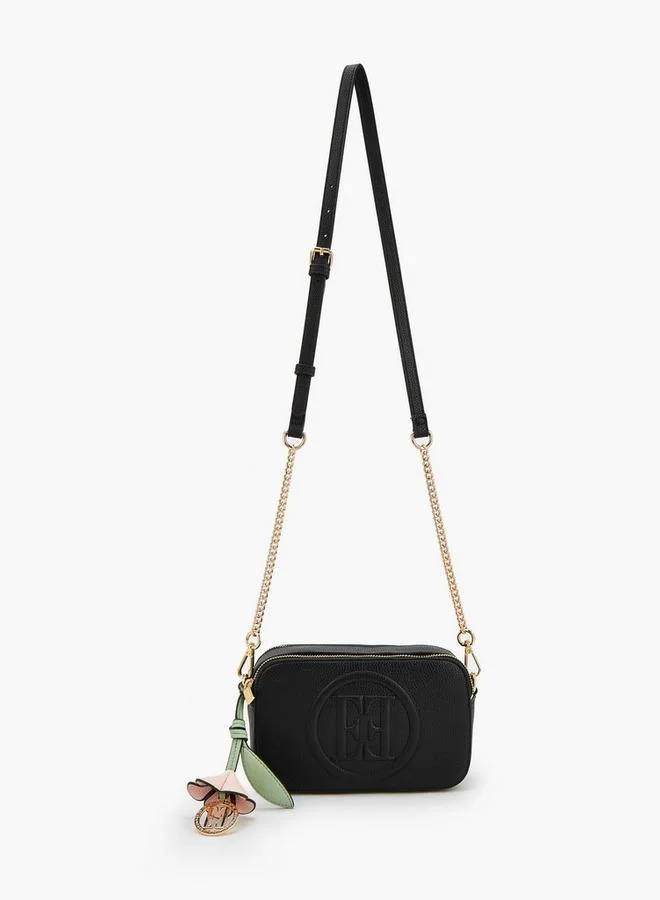 ELLE Monogram Embossed Crossbody Bag With Chain Strap